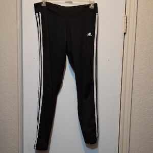 Adidas Black Leggings with White Stripes